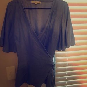 LOFT denim wrap shirt